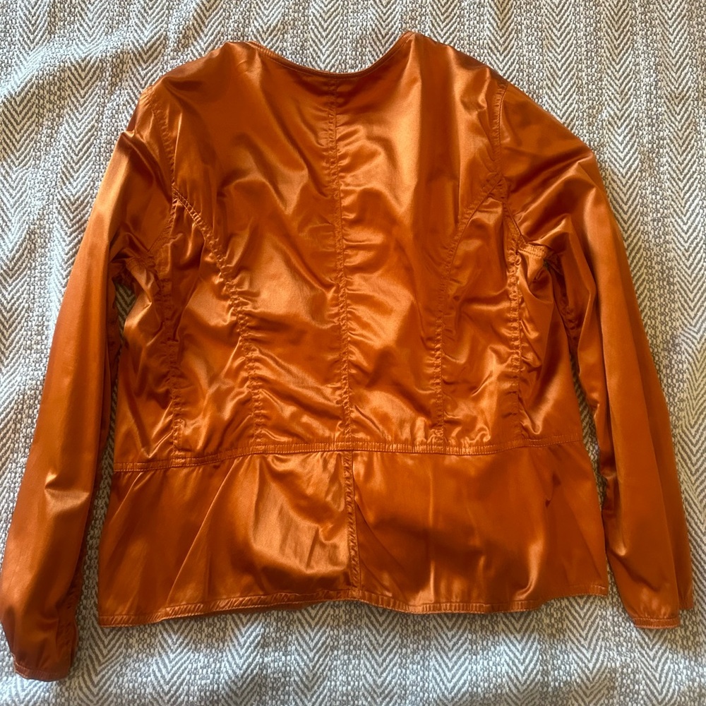 Long sleeve zip up jacket burnt orange polyester large Christopher & Banks